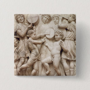 Musical angels, relief from the Cantoria 2 Inch Square Button