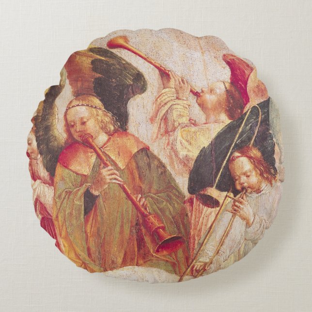 Musical Angels Round Pillow (Front)