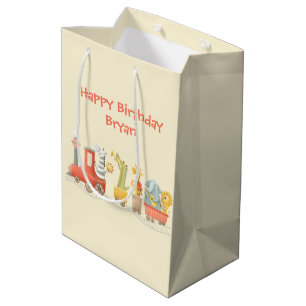 Musical Animal Train Birthday Medium Gift Bag