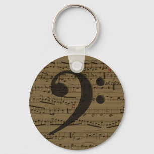 Musical Bass Clef sheet music Keychain