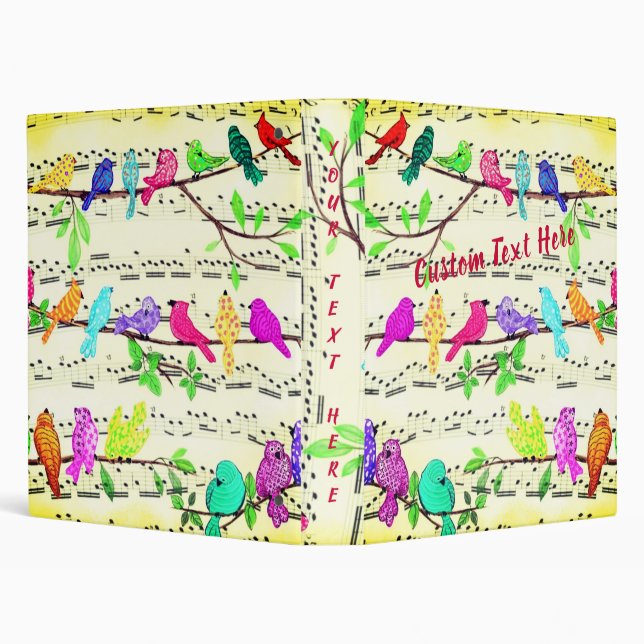 Musical Birds Binder with Custom Text (Background)