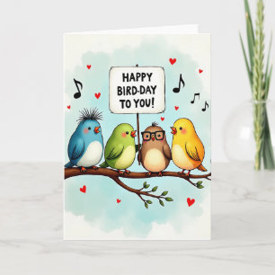 Musical Birds Birthday Card