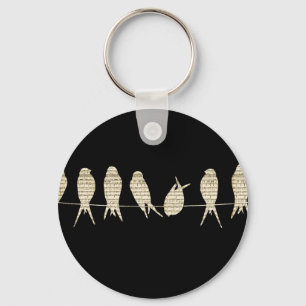 Musical Birds Button Keychain