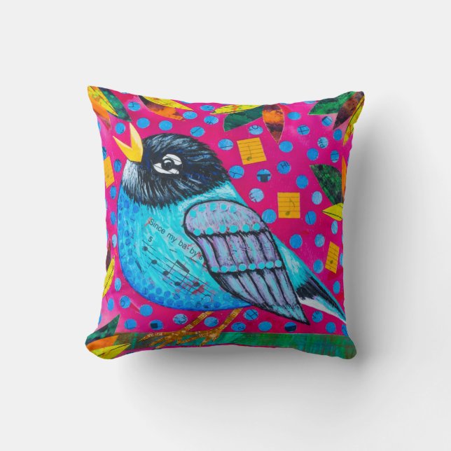 Musical Birds Throw Pillow (Front)