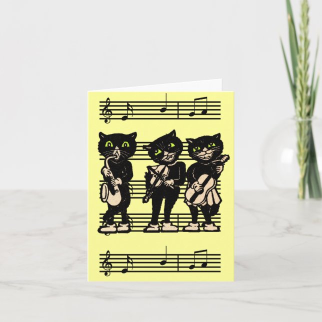 Musical Black Cats Note Card (Front)