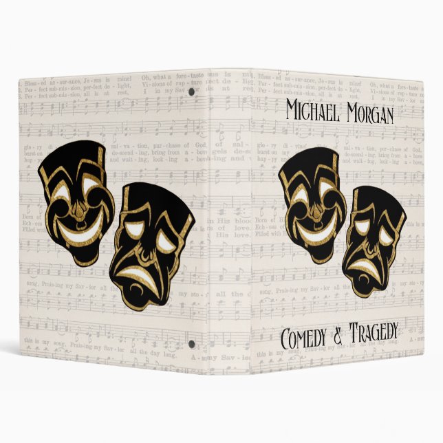 Musical Black & Gold Comedy and Tragedy Binder (Background)