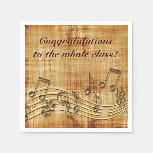 Musical Brown Paper Party Napkins (Front)