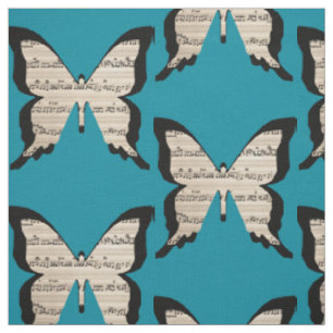 Musical butterflies - sheet music butterfly fabric