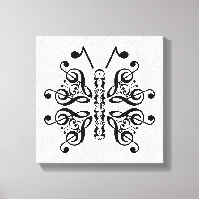 Musical Butterfly Music Note Scroll Design Canvas Print (Front)