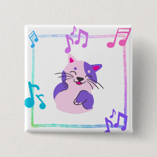 Musical Cat 2 Inch Square Button