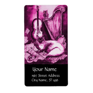 MUSICAL CAT ,Pink Fuchsia White Black