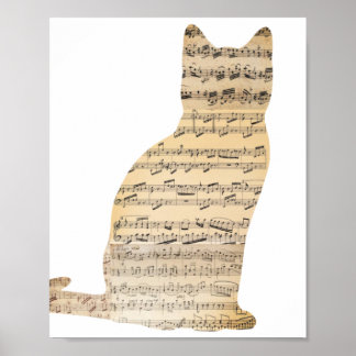 Musical Cat Poster- Add your own Background Colour Poster