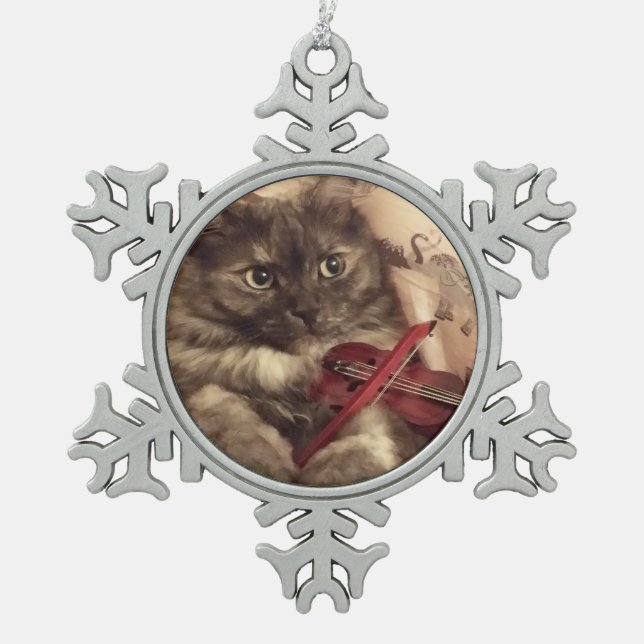 Musical Cat Snowflake Ornament by RoseWrites (Front)