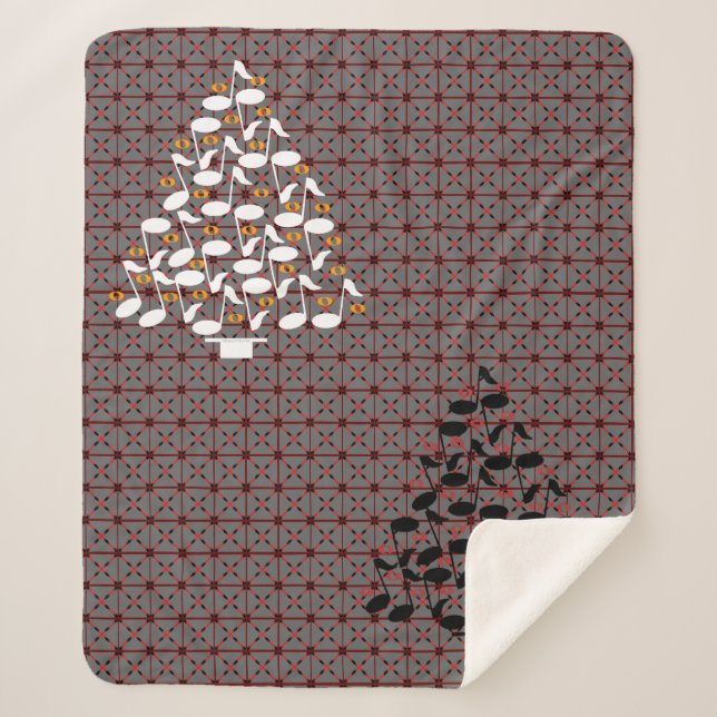 Musical Christmas Tree Sherpa Blanket (Front)