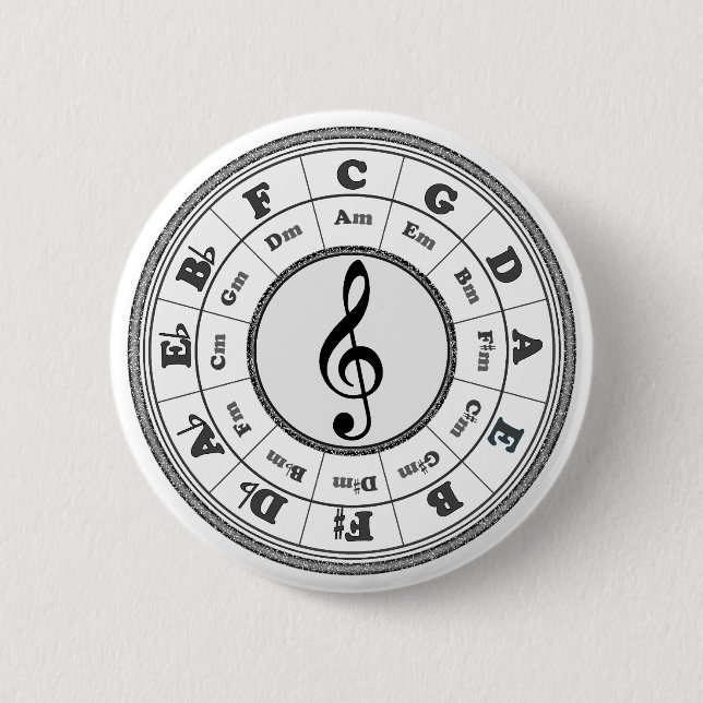 Musical Circle of Fifths 2 Inch Round Button (Front)
