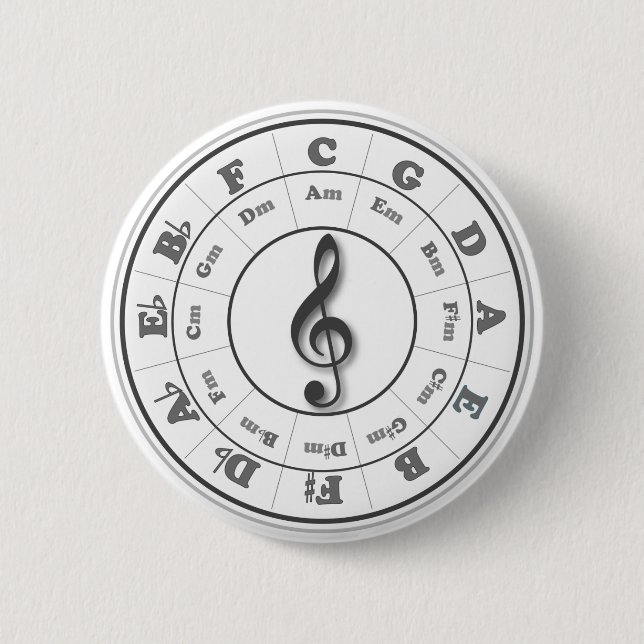 Musical Circle of Fifths 2 Inch Round Button (Front)