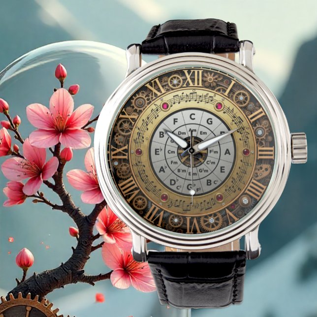 Musical Circle of Fifths, Vintage, Steampunk, Art Watch (Musical Circle of Fifths Theory Watch)