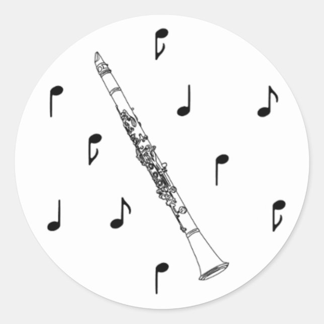 Musical Clarinet Classic Round Sticker (Front)