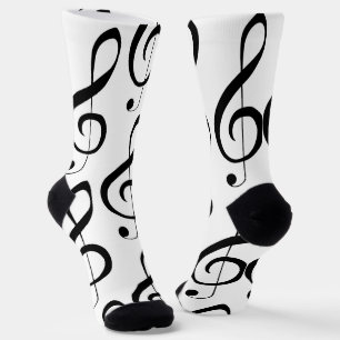 Musical Clef Note, Full Print Crew Socks