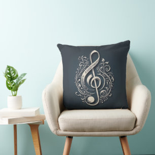 Musical Clef Note Throw Pillow