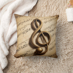 Musical Clef Note Throw Pillow