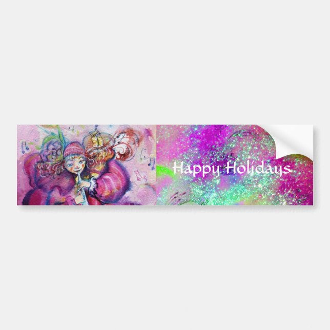 MUSICAL CLOWN IN PINK PURPLE BLUE SPARKLES BUMPER STICKER (Front)