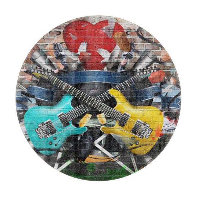Musical Collage: Colourful Rhythmic Background. Cutting Board (Front)