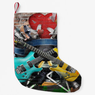 Musical Collage: Colourful Rhythmic Background. Small Christmas Stocking