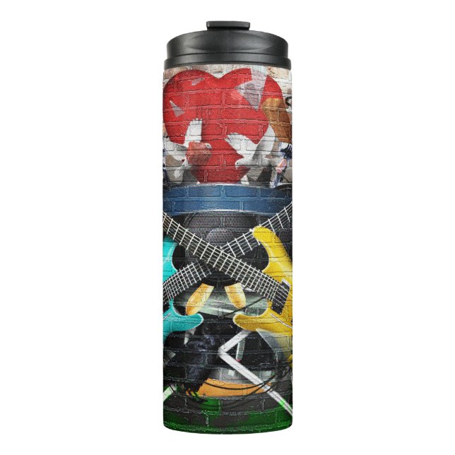 Musical Collage: Colourful Rhythmic Background. Thermal Tumbler (Front)