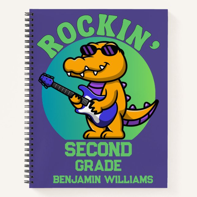Musical Crocodile Back To School  Customized Grade Notebook (Front)