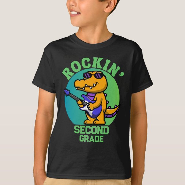 Musical Crocodile Back To School  Customized Grade T-Shirt (Front)