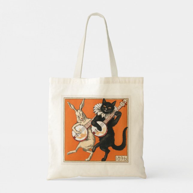 Musical Dancing Rabbit and Cat  Tote Bag (Back)