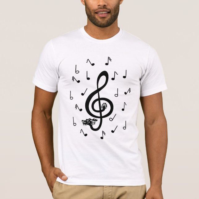 Musical Dragon treble clef notes Shirt (Front)