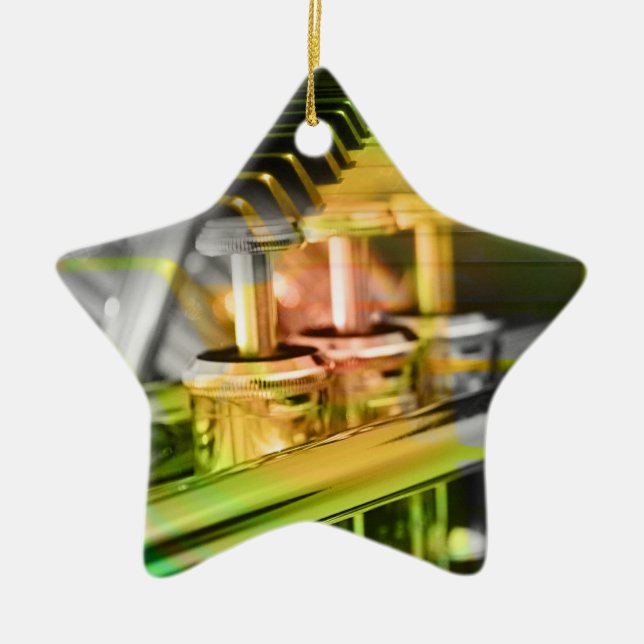 Musical Duet Green Ceramic Ornament (Front)