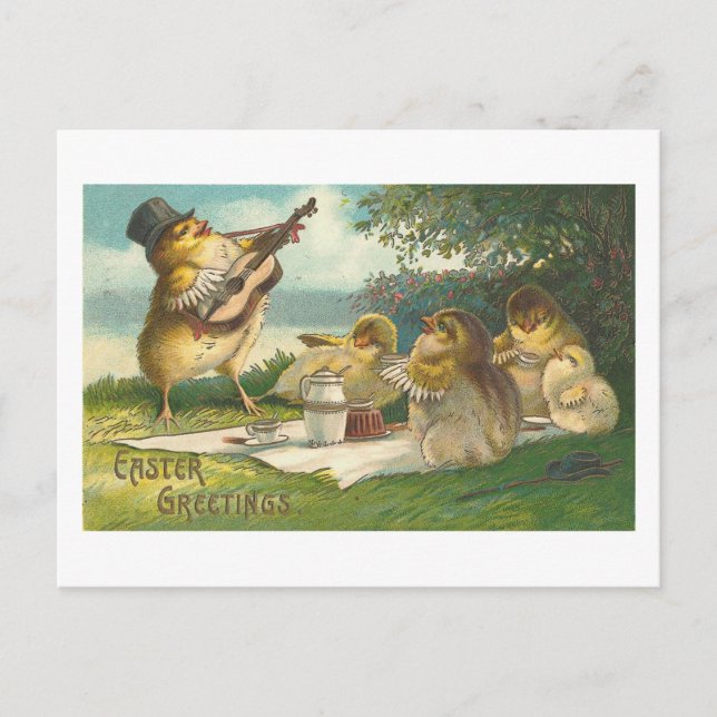 Musical Easter Cute Vintage Greetings Holiday Postcard (Front)