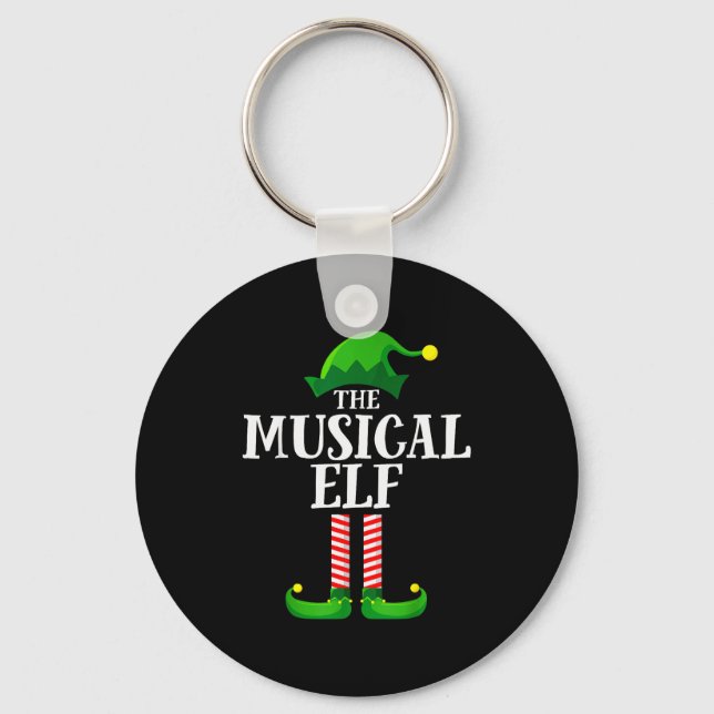 Musical Elf Matching Family Group Christmas Party  Keychain (Front)