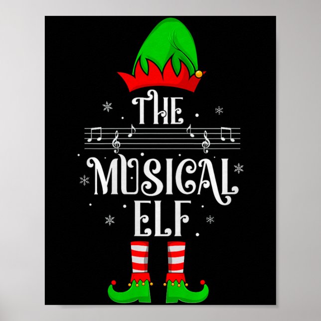 Musical Elf Xmas Christmas Matching Family Elf Squ Poster (Front)