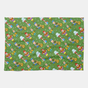 Musical Elves Christmas Kitchen Towel
