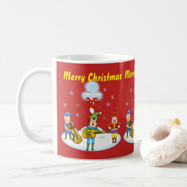 Musical Elves Christmas Mug (With Donut)