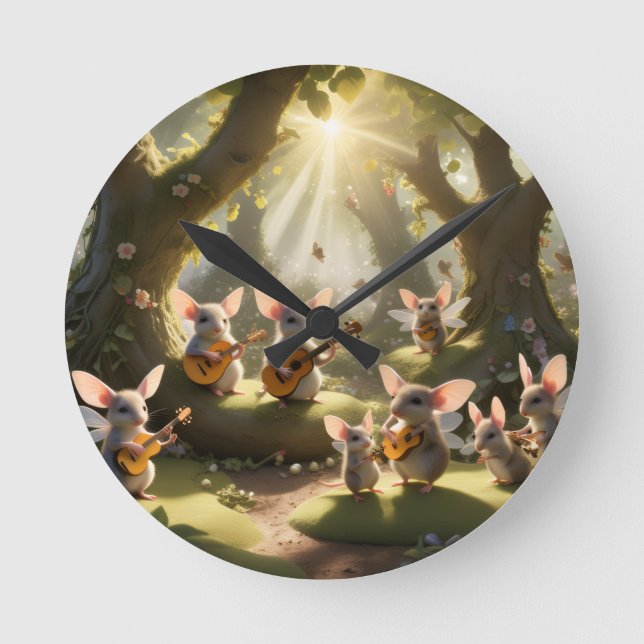 Musical faerie mice wall clock (Front)