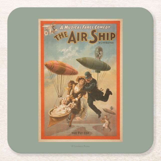 Musical Farce Comedy, The Air Ship Theatre 2 Square Paper Coaster (Front)