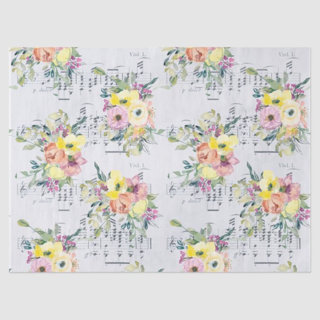 Musical Floral Tissue Paper (Front)