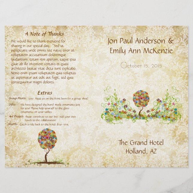 Musical Flower Tree Wedding Program (Front)