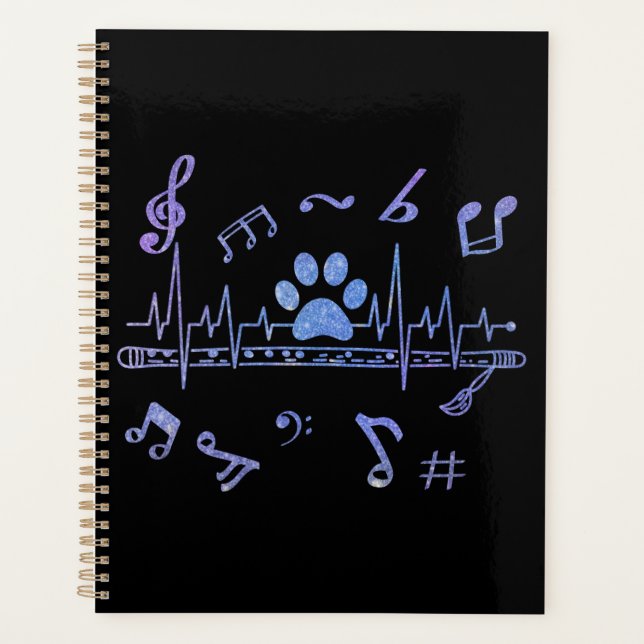 Musical Flute with Paw Prints Planner (Front)