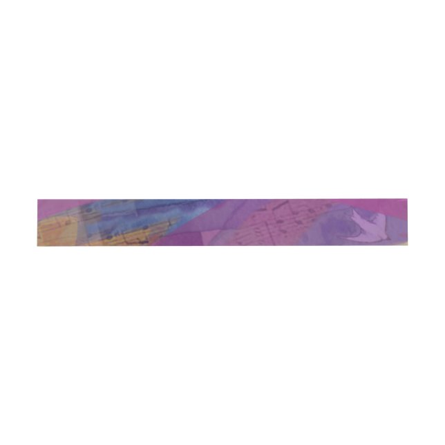 Musical Flying Dove Bat Mitzvah Envelope Wrap Band Invitation Belly Band (Flat)