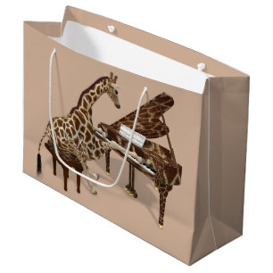 Musical Giraffe Playing Grand Piano Large Gift Bag