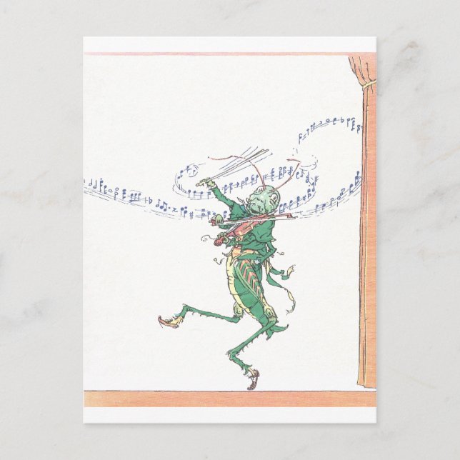 Musical Grasshopper Playing Violin Postcard (Front)