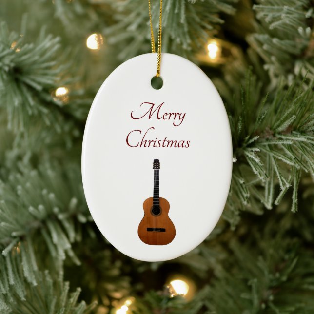 Musical Guitar Christmas  Ceramic Ornament (Tree)