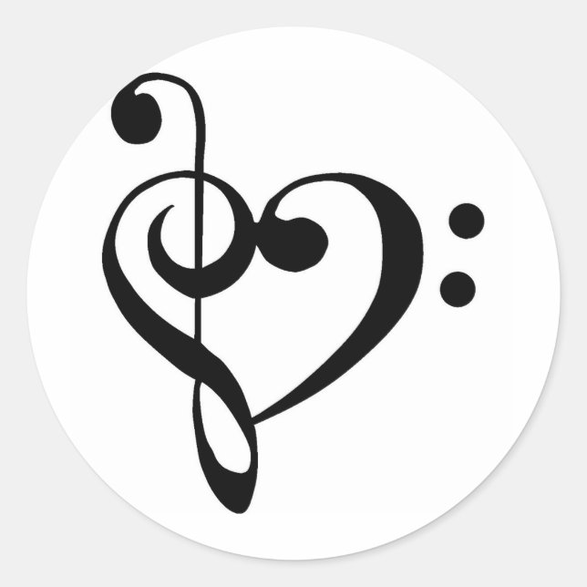 Musical Heart Classic Round Sticker (Front)