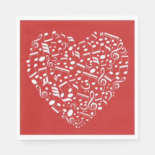 Musical Heart custom colour paper napkins (Front)